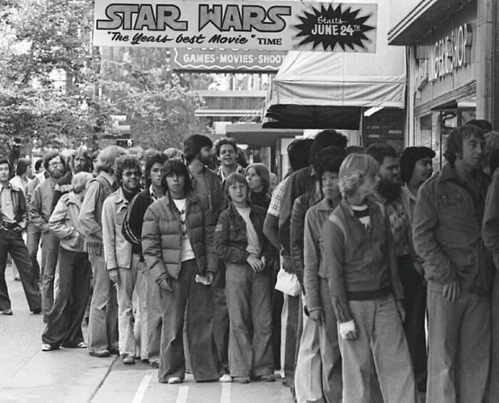 Waiting In Line For The Premiere Of Star Wars, 1977