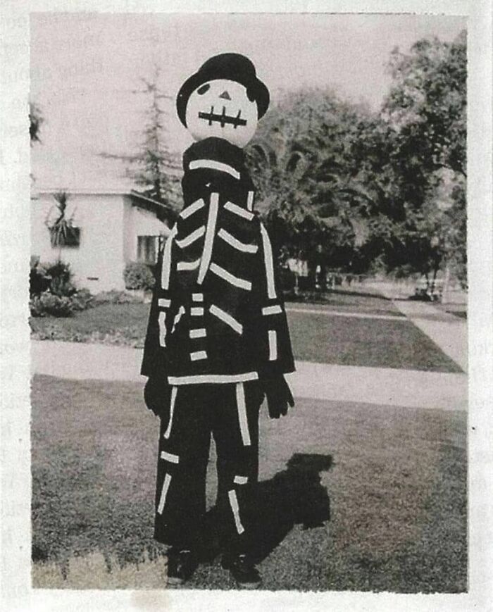 Tim Burton Showing Off A Halloween Costume That Was Handmade By His Mother, 1967