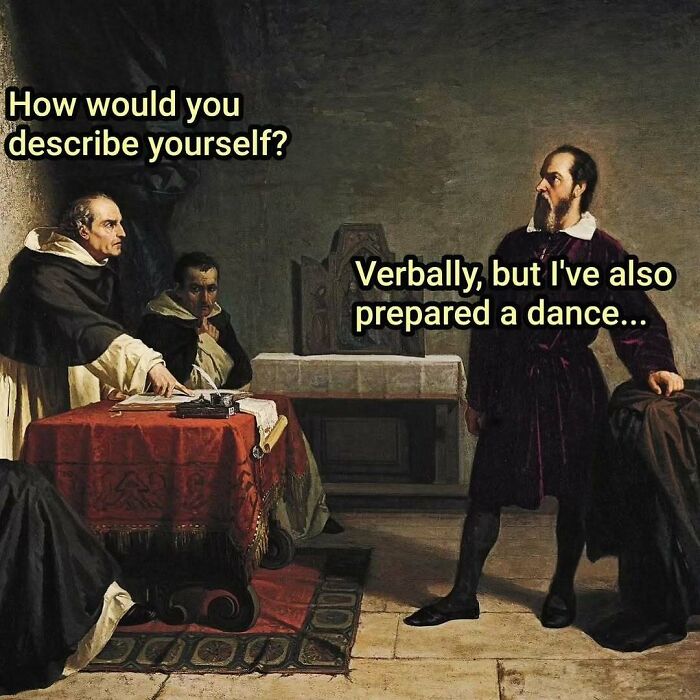 Men in historical attire having a discussion, great for history memes.