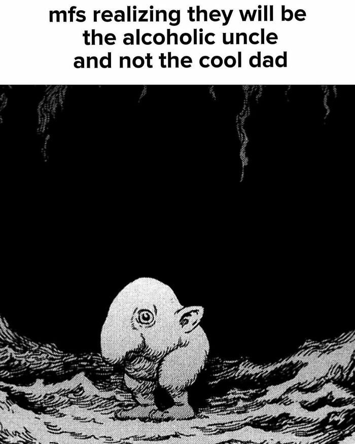 A funny dark humor meme with Schnoz from Berserk looking disappointed.
