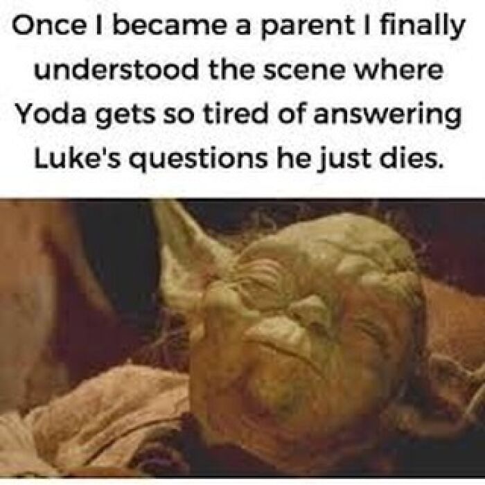 Nostalgic Yoda meme about parenting with Luke Skywalker questions