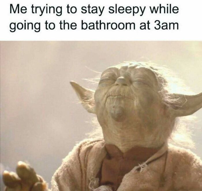 Funny Yoda meme about trying to stay sleepy at 3 AM to send friends