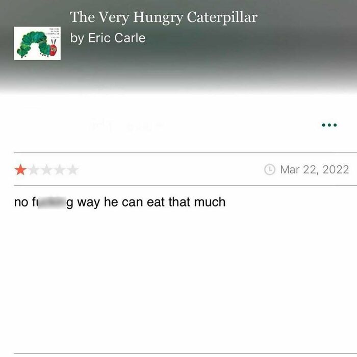 Short hilarious product reviews rating for a children's book with a funny comment