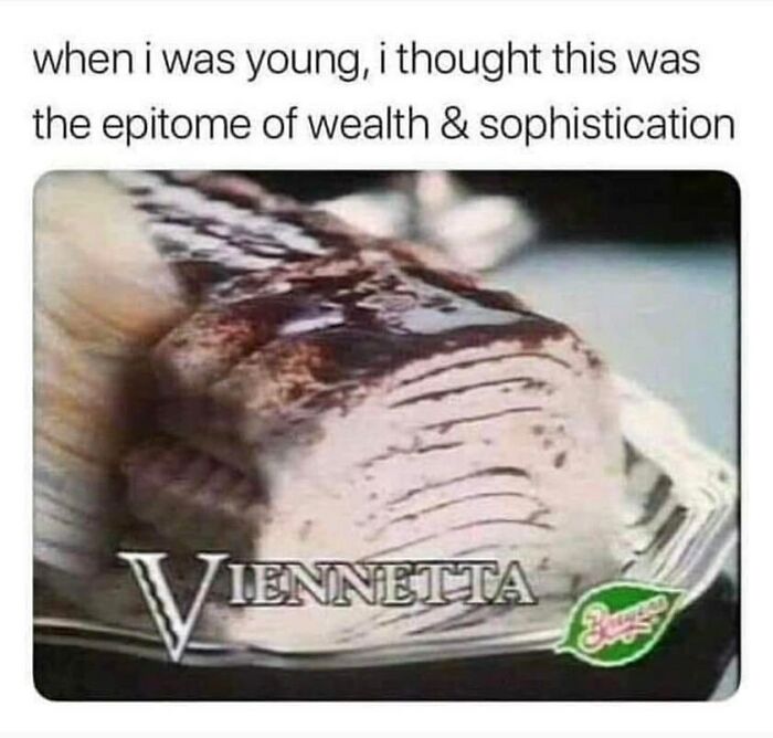 A nostalgic advertisement of a Viennetta ice cream cake representing childhood luxury