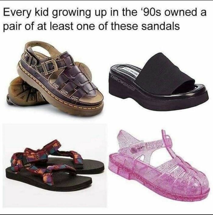 A collection of 90s sandals bringing back nostalgic childhood fashion trends