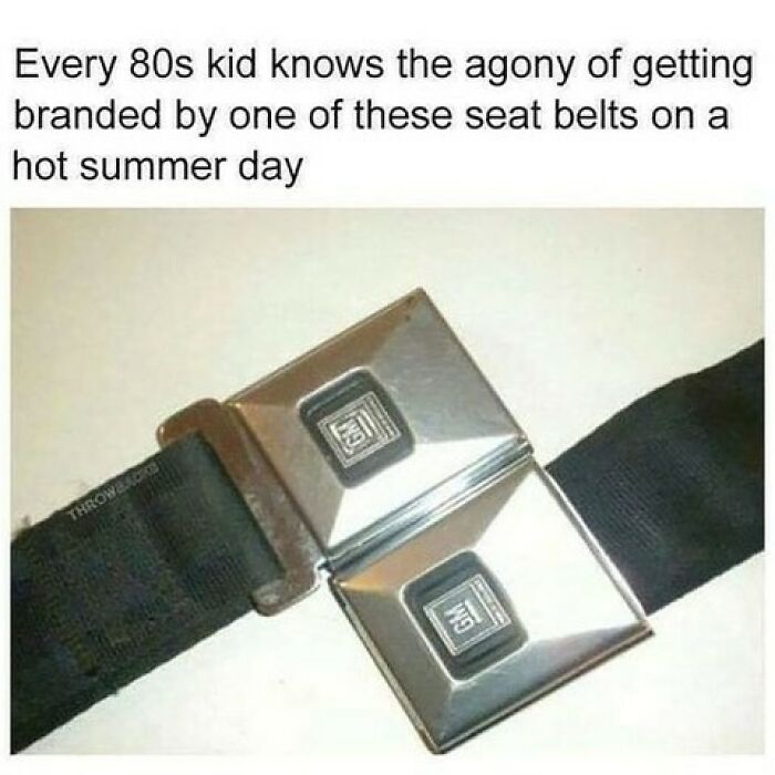 Nostalgic 1980s metal GM car seat belt buckles.