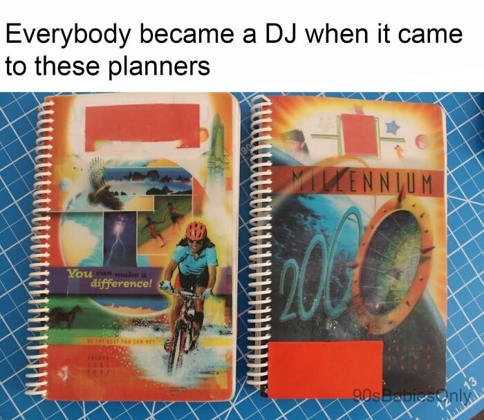 Two nostalgic school spiral planners from the late nineties.