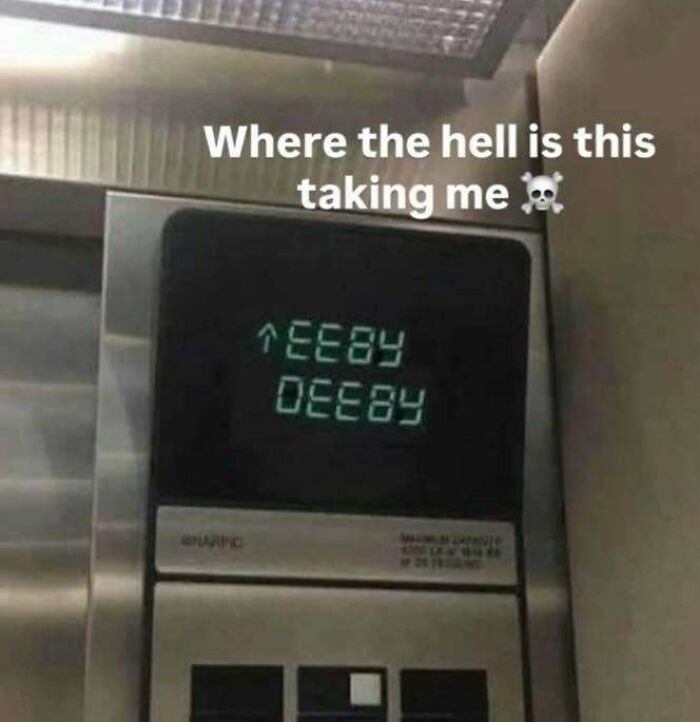 Elevator floor display showing confusing upside-down numbers in cursed images
