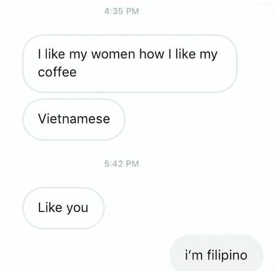 Out-of-context text message exchange with a funny misunderstanding about nationality