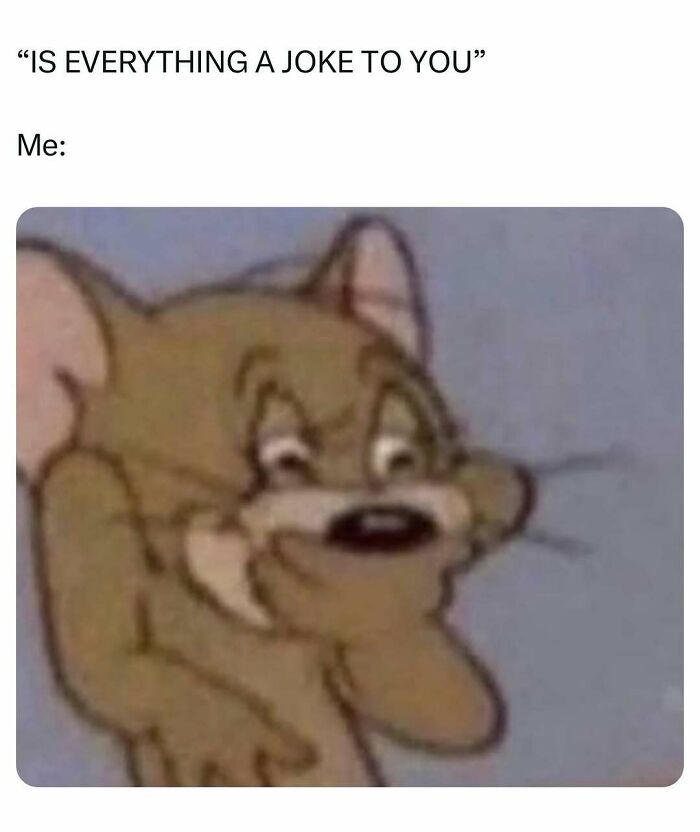 Tom cat covering mouth looking guilty meme about jokes