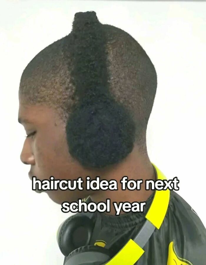 Hilarious pics of a person with a creative haircut shaped like headphones