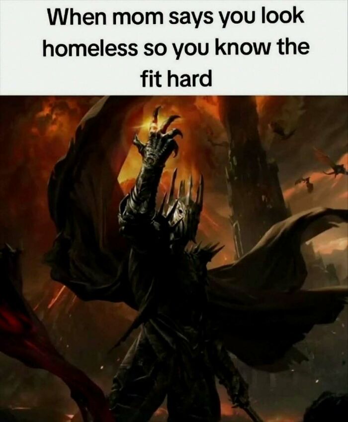 A dark fantasy warrior meme with caption about fashion from amusing posts.