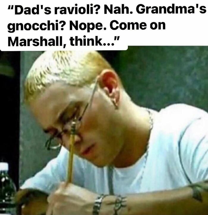Meme of focused man thinking about food choices