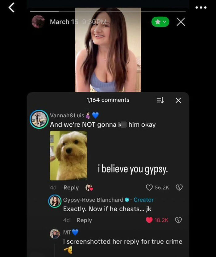 Screenshot of social media comments about G***y Rose Blanchard fiancé Screenshot of social media comments about G***y Rose Blanchard fiancé