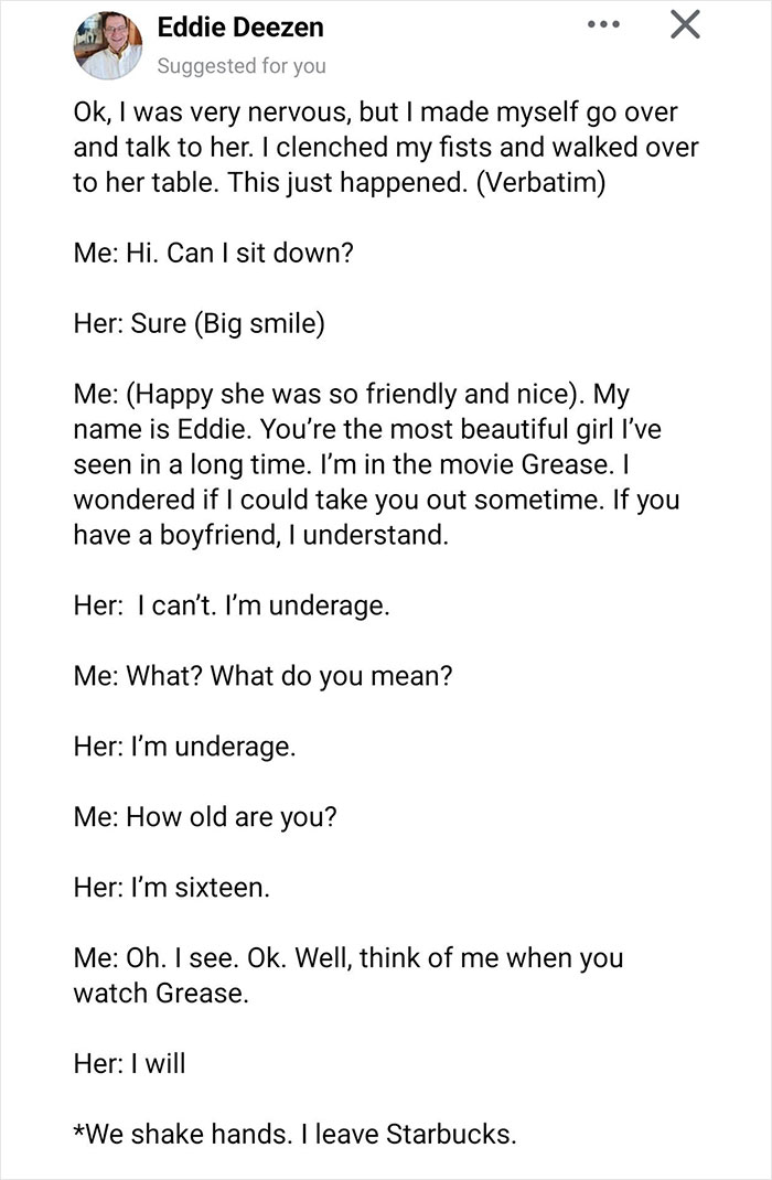 Social media post showing how men lack self-awareness with a dialogue screenshot of an uncomfortable encounter.
