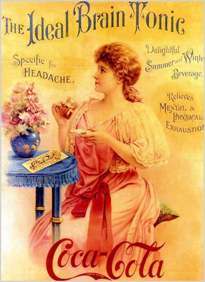 Old Coca-Cola ad promoting as ideal brain tonic for headaches