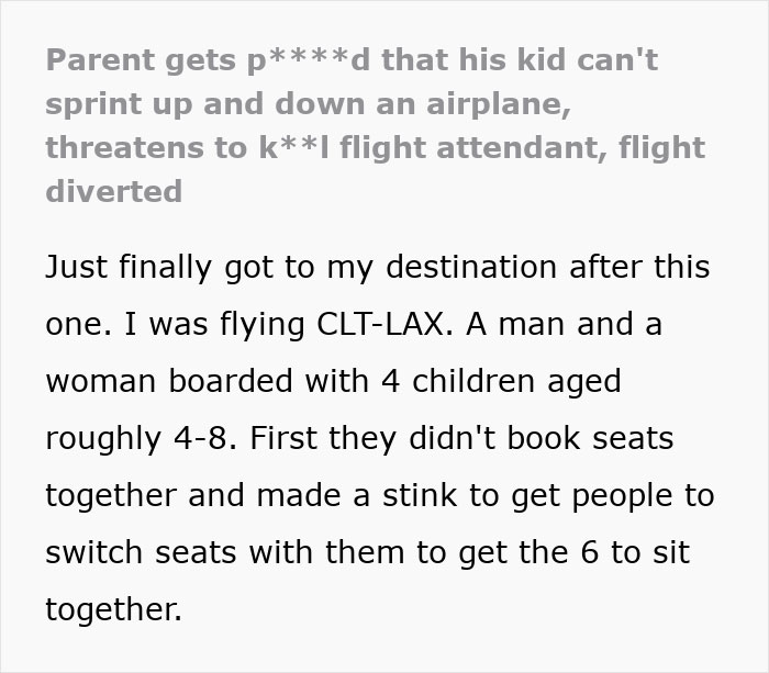 Social media text detailing how a dad yells and threatens crew after being asked to control his child on a flight. Social media text detailing how a dad yells and threatens crew after being asked to control his child on a flight.