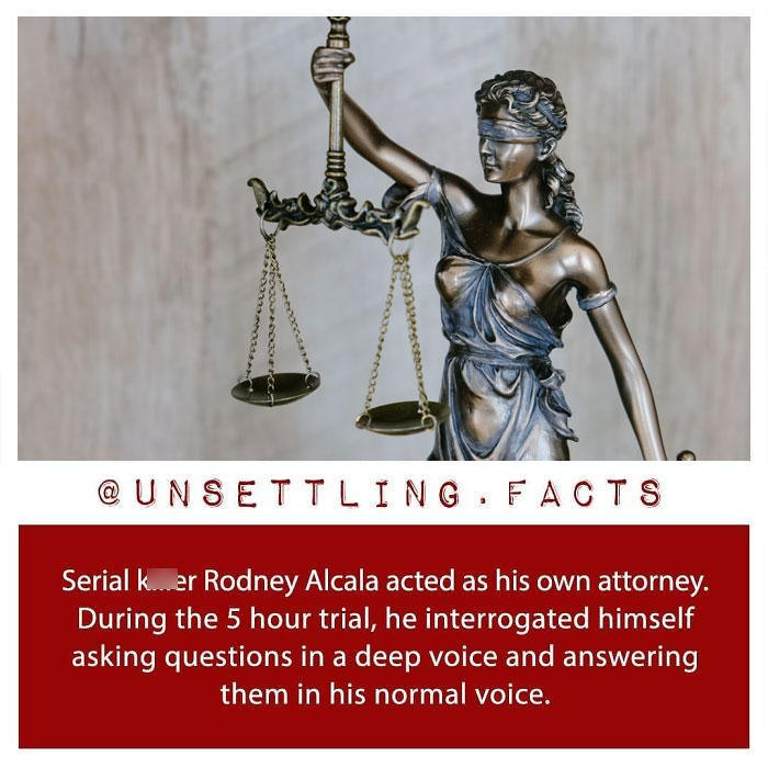 Serial killer Rodney Alcala in court, illustrating creepy and unsettling facts.