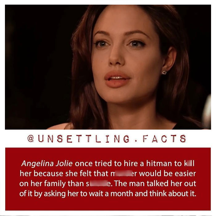 A vintage photo of Angelina Jolie smoking a cigarette, highlighting creepy and unsettling facts.