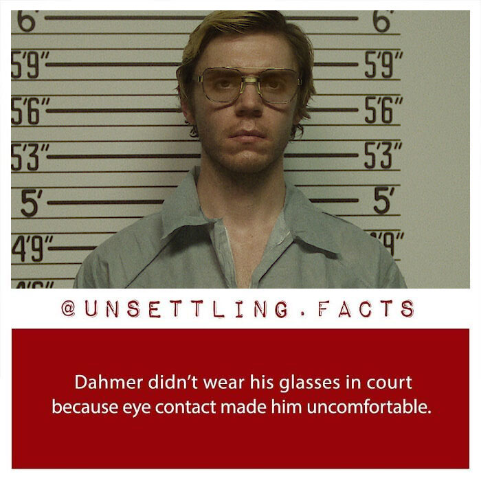 Jeffrey Dahmer in court representing creepy and unsettling facts about his trial
