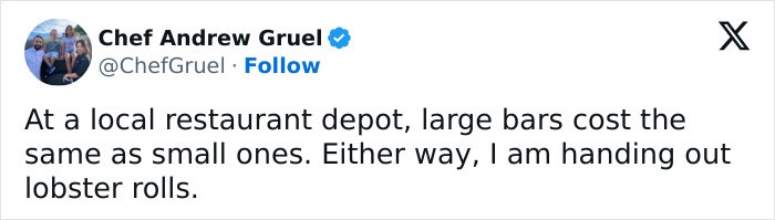 Social media post discussing Halloween candy regulations and handing out lobster rolls instead. Social media post discussing Halloween candy regulations and handing out lobster rolls instead.
