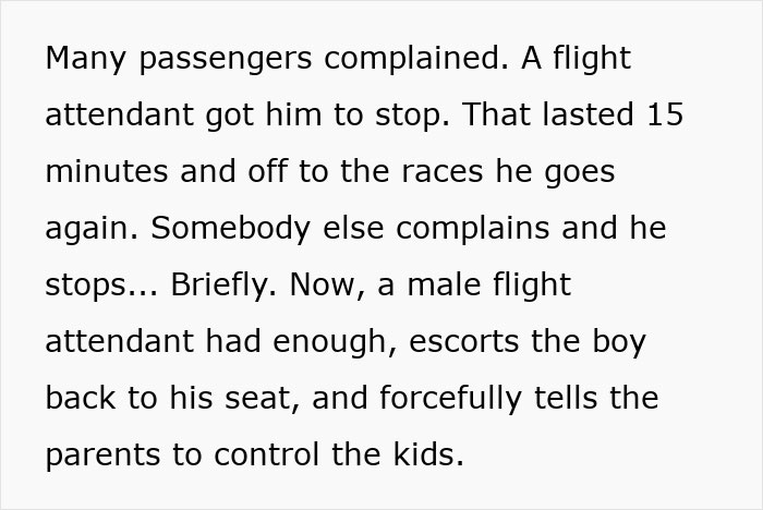 Social media post explaining passengers complaining about a child before a dad yells and threatens crew members. Social media post explaining passengers complaining about a child before a dad yells and threatens crew members.