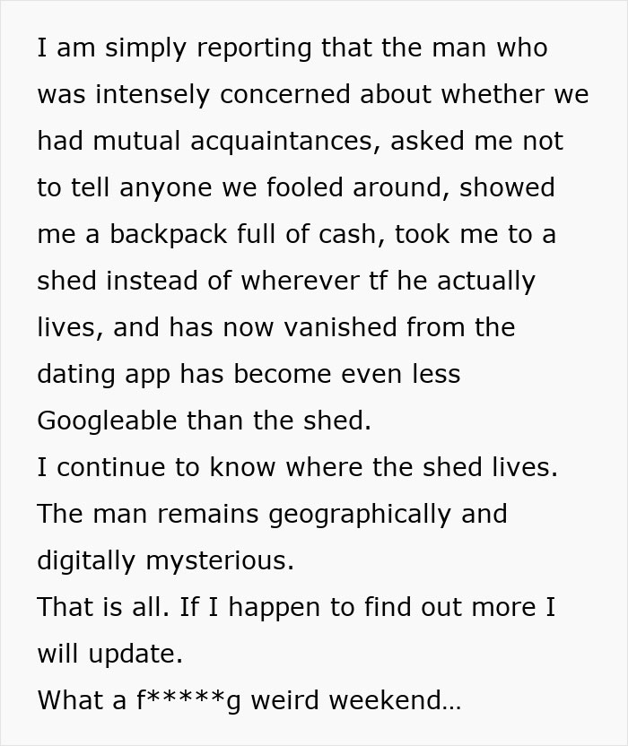 Mysterious Date Shows Off His Cash, Asks Her Not To Tell Anyone, Then Vanishes From The Dating App