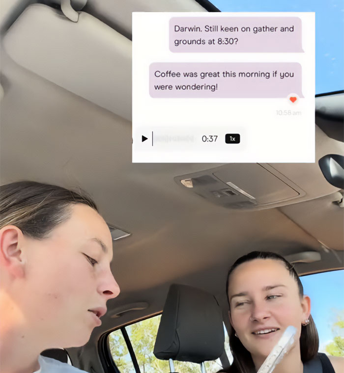Two women listen to a bizarre voice message on a phone after a man stands woman up on first date.
