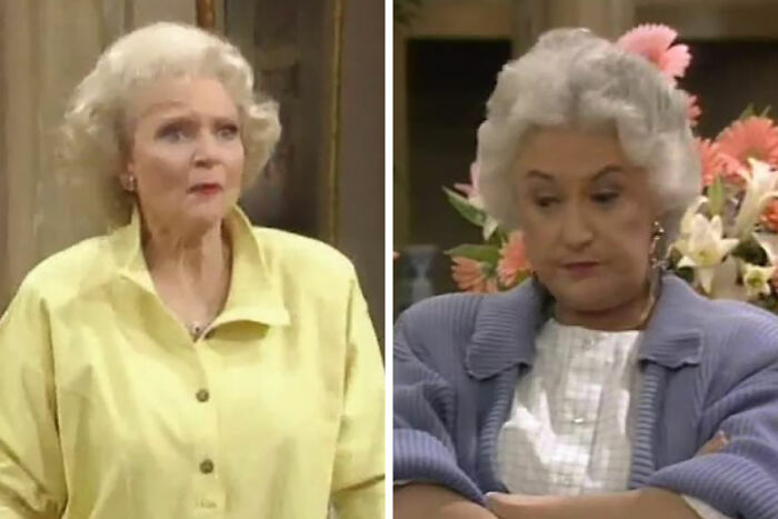 Two Golden Girls characters looking doubtful, illustrating subtle intelligent insults.