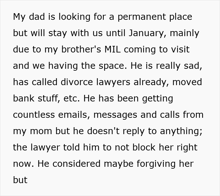 Text post about a guy pursuing ex where a dad looks for a permanent place after calling divorce lawyers