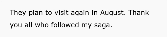 Text explaining a plan to visit in August, related to a woman sets a clear boundary before giving birth. Text explaining a plan to visit in August, related to a woman sets a clear boundary before giving birth.