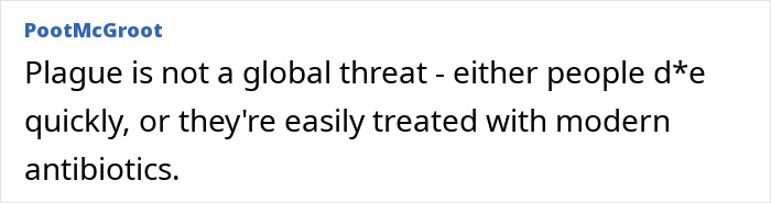 Social media comment about whether plague is a global threat, linked to the plague lab leak investigation. Social media comment about whether plague is a global threat, linked to the plague lab leak investigation.