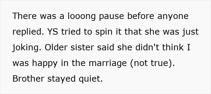 Image of text detailing a family reaction after women betray SIL in a group message. Image of text detailing a family reaction after women betray SIL in a group message.