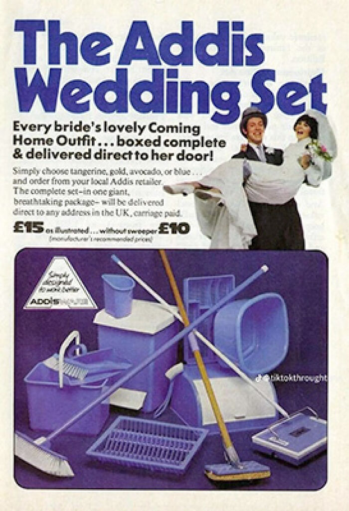 The Addis Wedding Set advertisement for bride's home cleaning outfit