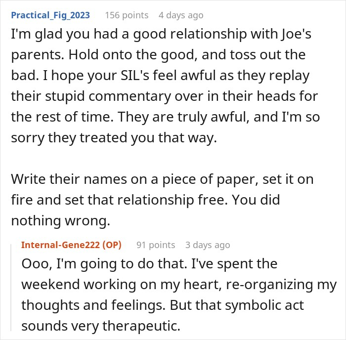 Comment urging someone to move on after women betray SIL. Comment urging someone to move on after women betray SIL.