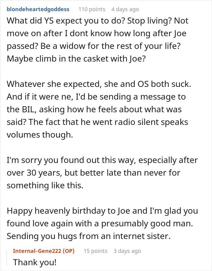 Reddit comment offering support to a woman after women betray SIL after 33 years. Reddit comment offering support to a woman after women betray SIL after 33 years.