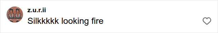 Instagram comment praising the Hollywood Actress' wardrobe malfunction silk dress as fire.