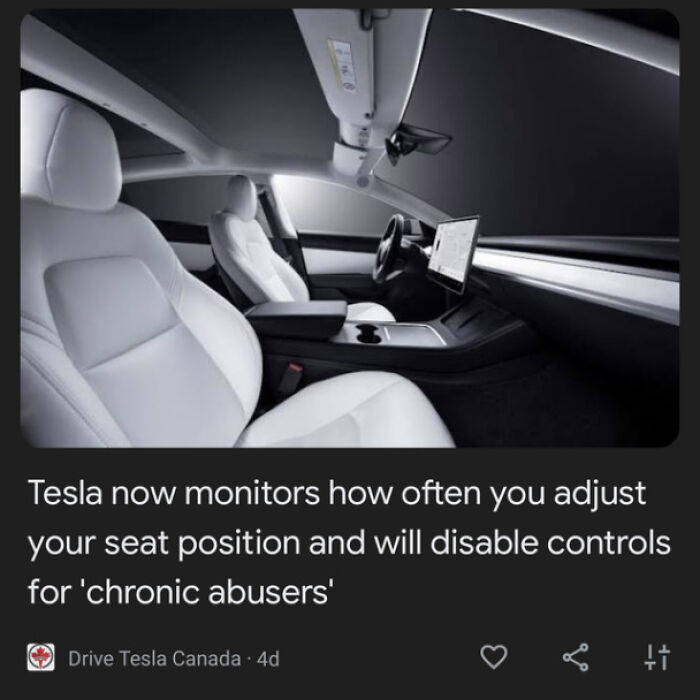 A car interior showing modern life in America where technology monitors and restricts seat adjustment