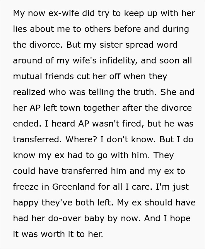 A screenshot of a text detailing a wife’s pregnancy by another man and the aftermath of her secret affair. A screenshot of a text detailing a wife’s pregnancy by another man and the aftermath of her secret affair.