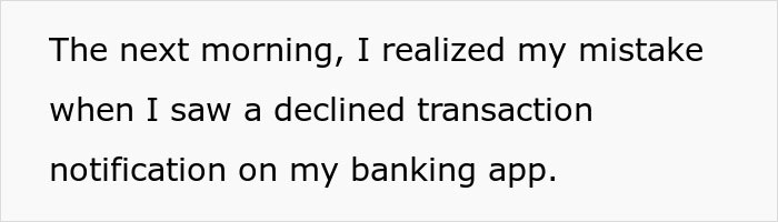 Text snippet explaining a declined transaction notification on a banking app. Text snippet explaining a declined transaction notification on a banking app.