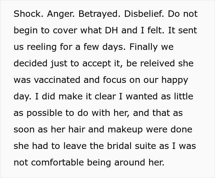 MIL Lies About Being Vaccinated For A "Big Announcement" At The Wedding