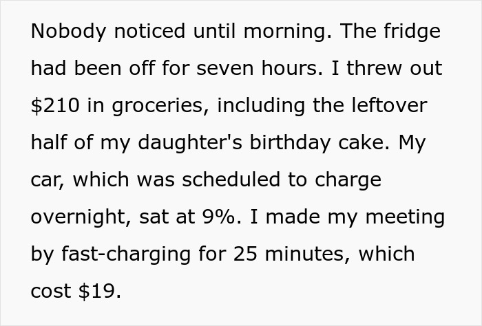 Text about food spoilage and charging costs after EV charger disruption Text about food spoilage and charging costs after EV charger disruption