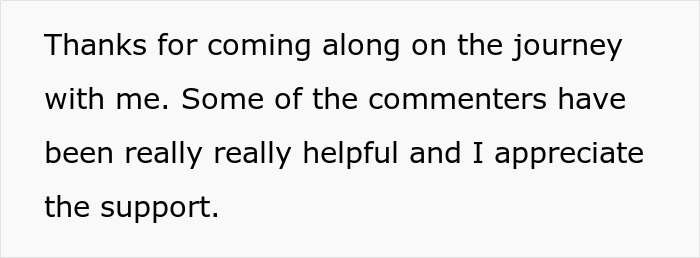 Online message showing gratitude to commenters who offered support to a woman uncovering lies before her ex's funeral. Online message showing gratitude to commenters who offered support to a woman uncovering lies before her ex's funeral.