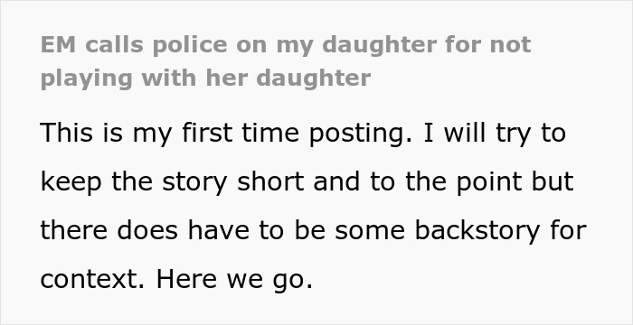 Social media text describing an unhinged mom calling the police on a daughter. Social media text describing an unhinged mom calling the police on a daughter.