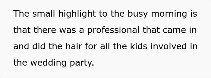 Text about styling hair for children in a wedding party before bridezilla ruins hotel rooms