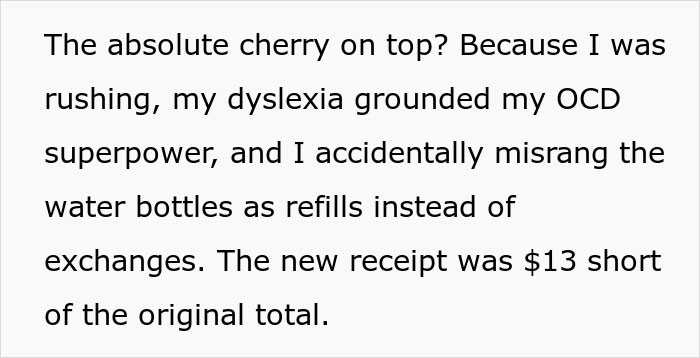 A black text graphic explaining a pricing mistake on the receipt. A black text graphic explaining a pricing mistake on the receipt.