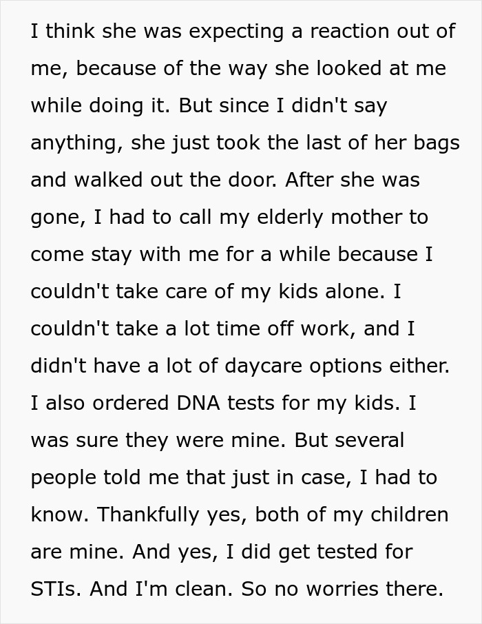 Text snippet describing the aftermath of a secret affair and marriage-ending scandal. Text snippet describing the aftermath of a secret affair and marriage-ending scandal.