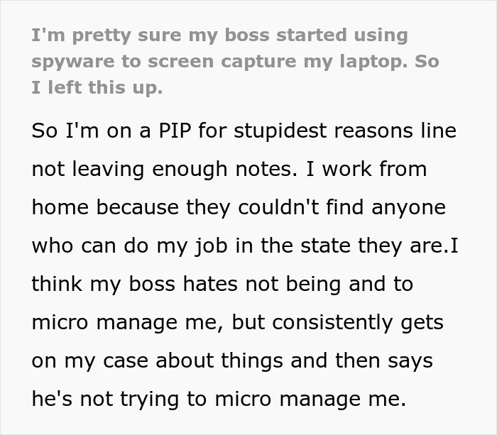 Employee Suspects Boss Is Screenshotting Their Laptop After Noticing Suspicious Blinks, Has Fun With It Employee Suspects Boss Is Screenshotting Their Laptop After Noticing Suspicious Blinks, Has Fun With It