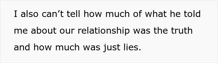 Text snippet reflecting on the painful truth and lies uncovered before an ex’s funeral. Text snippet reflecting on the painful truth and lies uncovered before an ex’s funeral.