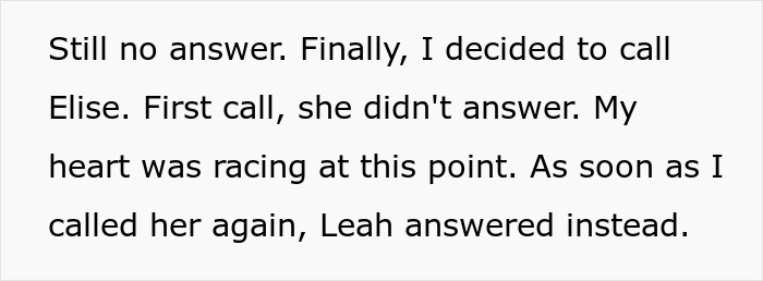 Text snippet explaining a person frantically trying to call after a girlfriend disappearing act during a dream proposal.